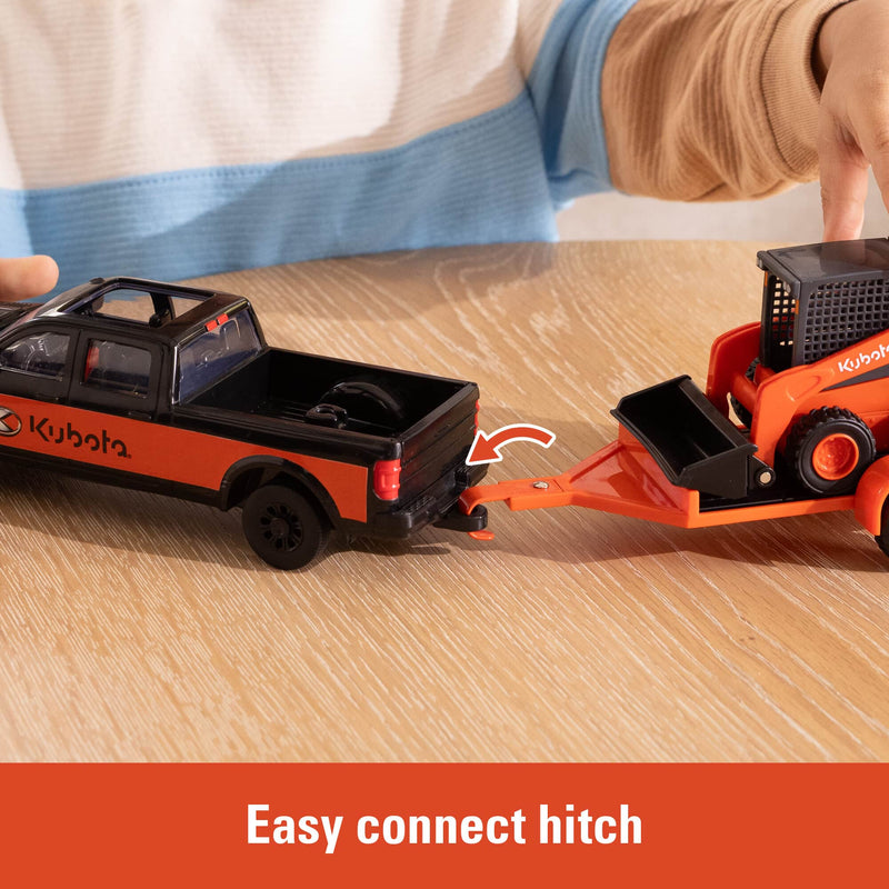 1/32 Kubota Skid Steer Loader Toy Set with Pickup Truck, Trailer, & Figure by ERTL