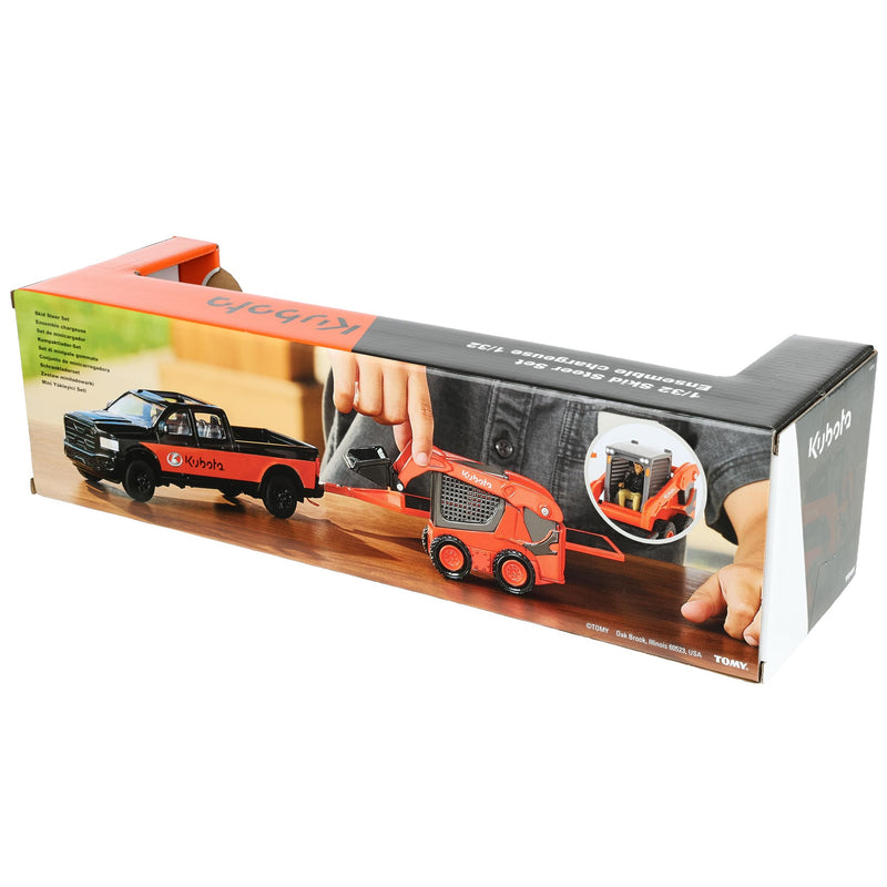 1/32 Kubota Skid Steer Loader Toy Set with Pickup Truck, Trailer, & Figure by ERTL