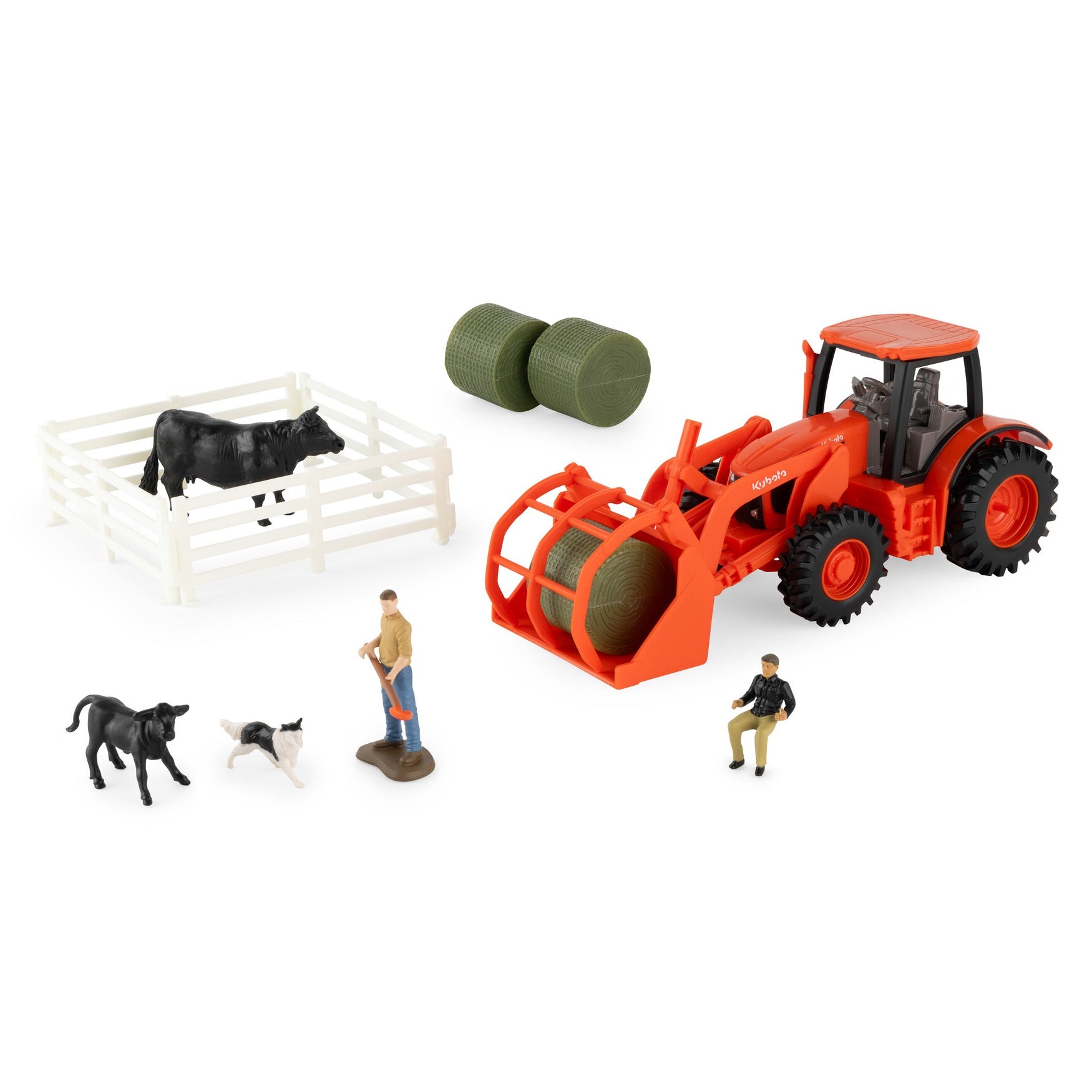 1/32 Kubota 15-Piece Farm Toy Playset with Tractor & Loader
