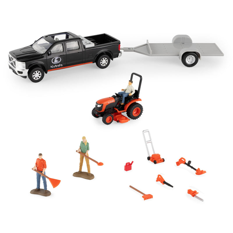 1/32 Kubota 15-Piece Lawn Care Playset with Pickup Truck, Trailer, Mower, & Accessories by ERTL