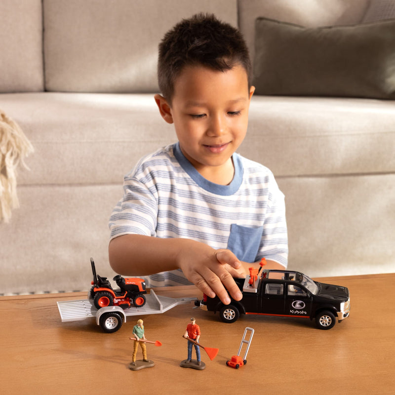 1/32 Kubota 15-Piece Lawn Care Playset with Pickup Truck, Trailer, Mower, & Accessories by ERTL