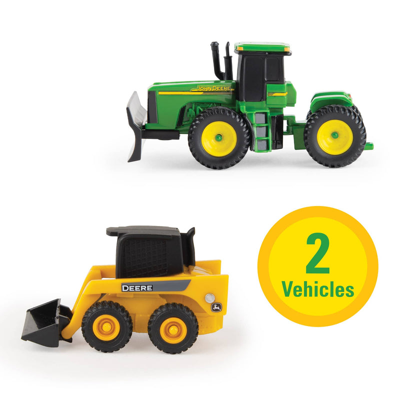 1/64 John Deere Silage Bunker Farm Toy Set with John Deere Tractor, Skid Steer, Silage, Bunker, Cover, & Tires by ERTL