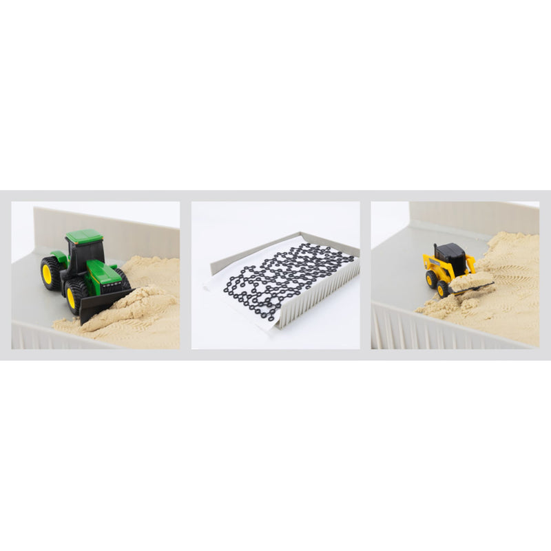 1/64 John Deere Silage Bunker Farm Toy Set with John Deere Tractor, Skid Steer, Silage, Bunker, Cover, & Tires by ERTL