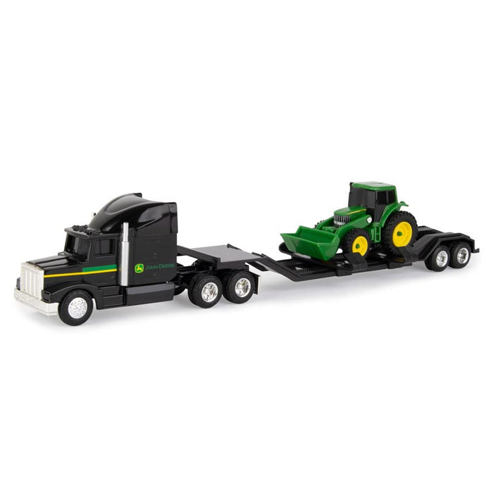 1/64 Value Set John Deere Black Semi w/JD Cab Tractor with Loader