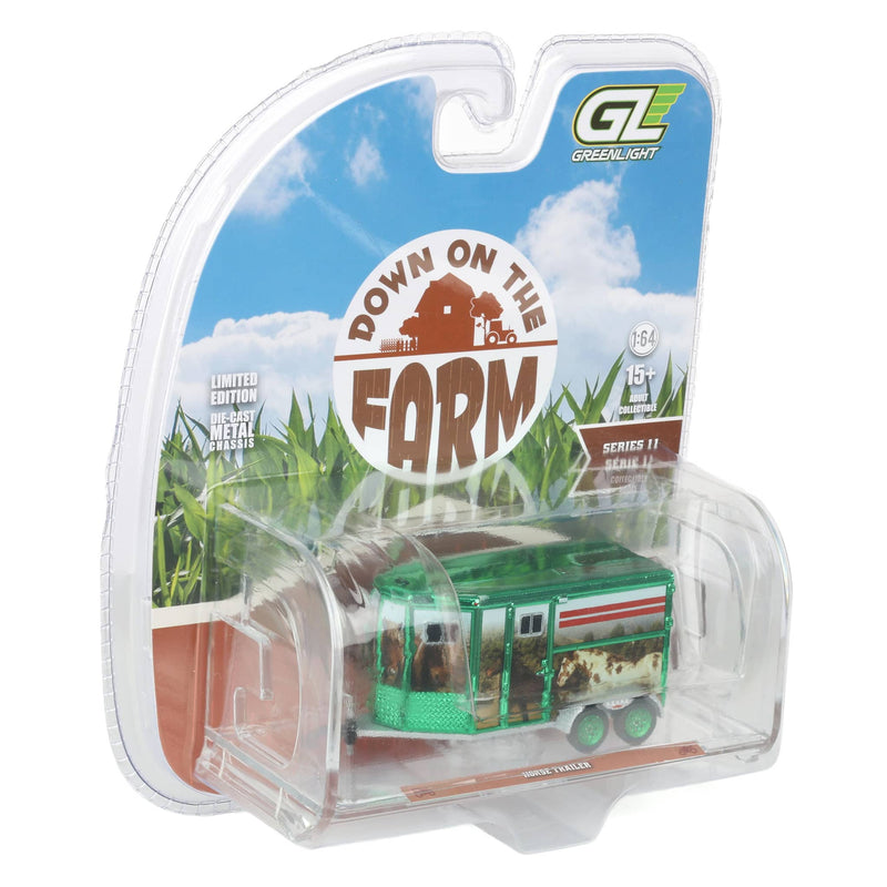 Green Chrome Chase Unit ~ 1/64 Horse Trailer with Custom Horse Wrap, Down on the Farm Series 11