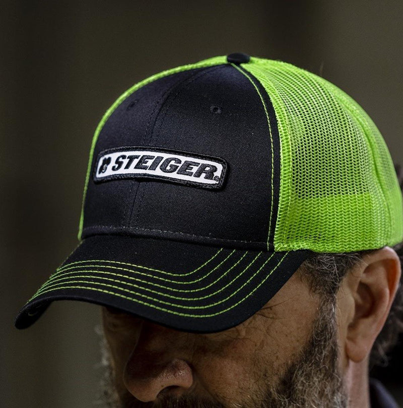 Steiger Logo Black & Green Mesh Back Cap