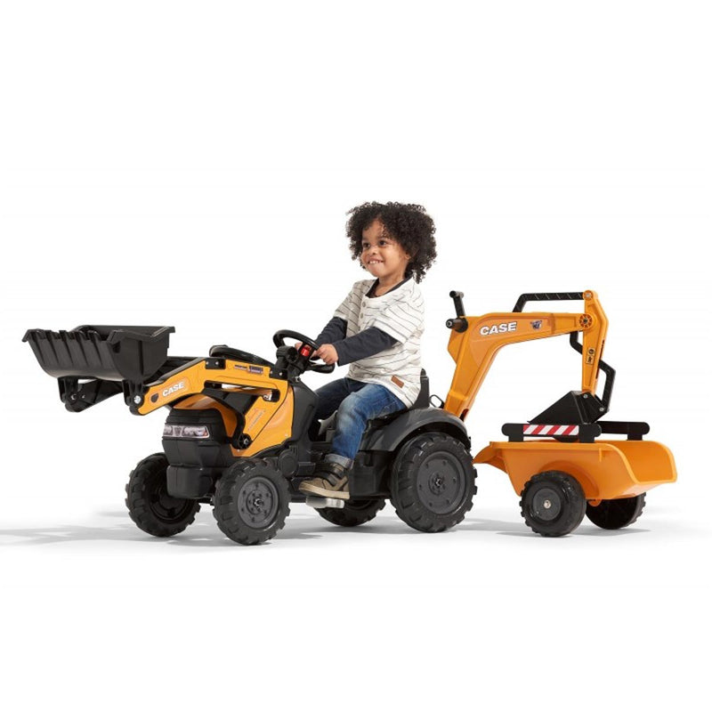 Case Construction Pedal Backhoe with Rear Excavator and Trailer