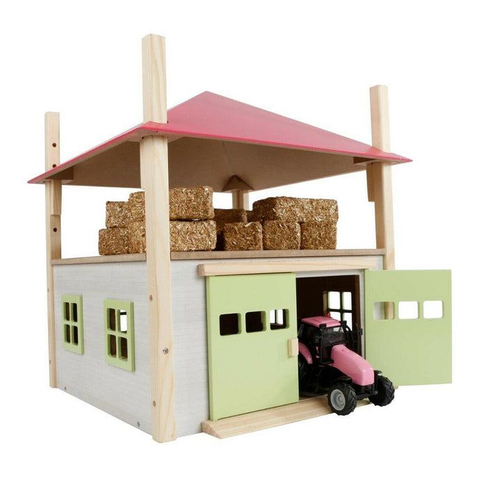 1/32 PINK Wooden Hay Barn with Loft and Adjustable Roof by Kids Globe