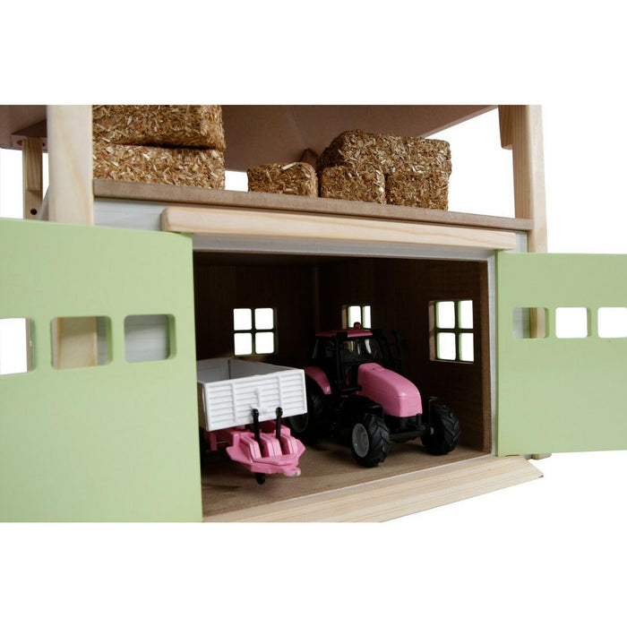 1/32 PINK Wooden Hay Barn with Loft and Adjustable Roof by Kids Globe