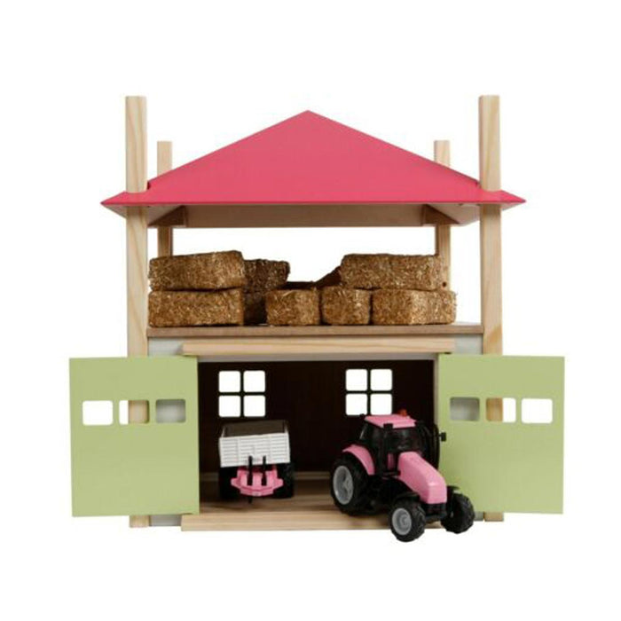 1/32 PINK Wooden Hay Barn with Loft and Adjustable Roof by Kids Globe