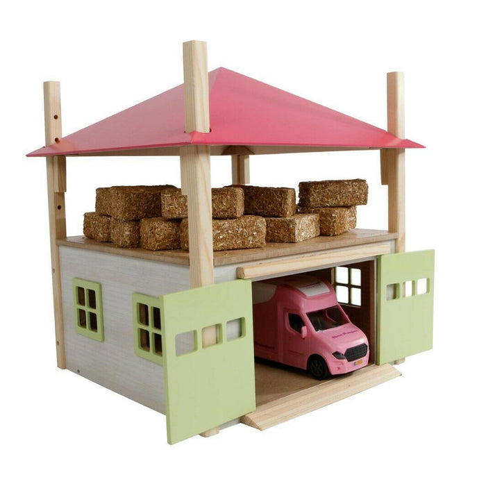 1/32 PINK Wooden Hay Barn with Loft and Adjustable Roof by Kids Globe