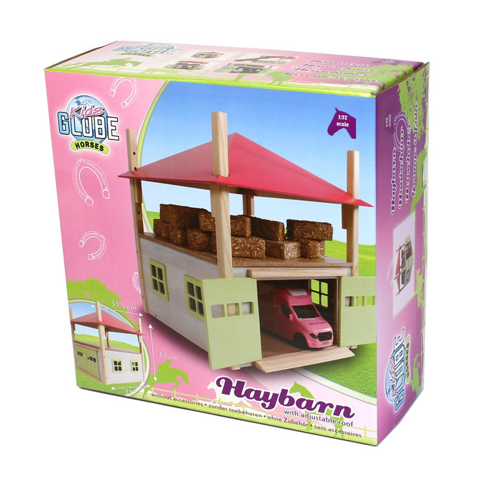1/32 PINK Wooden Hay Barn with Loft and Adjustable Roof by Kids Globe