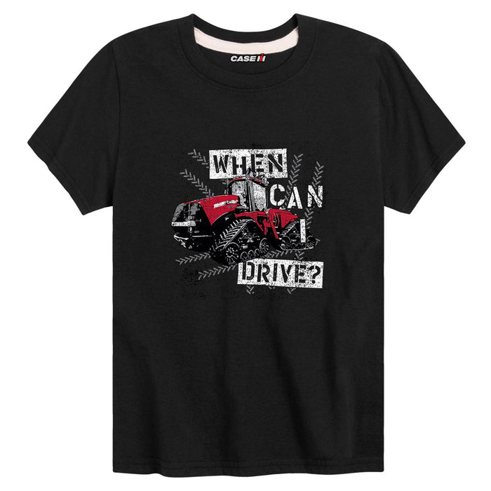Youth Case IH Quadtrac "When Can I Drive?" Black Short Sleeve T-Shirt