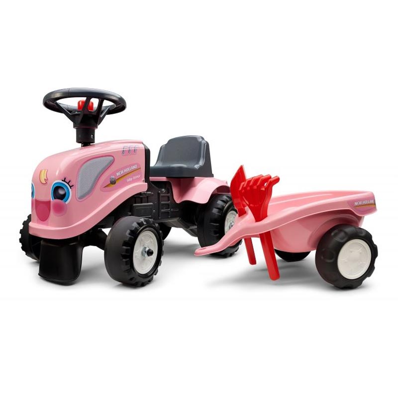 New Holland Girl's Pink Ride-on Tractor with Trailer and Tools