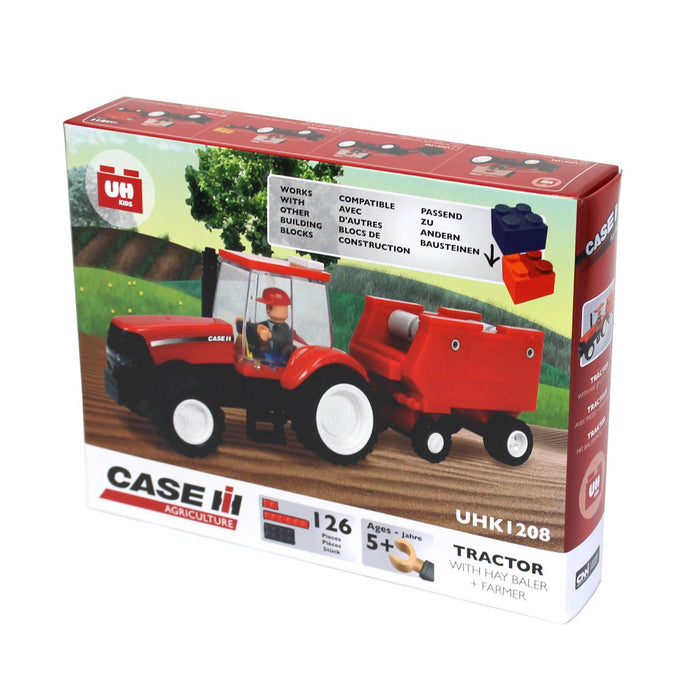 Case IH Magnum Tractor w/ Farmer & Hay Baler 126 Piece Blocks Set