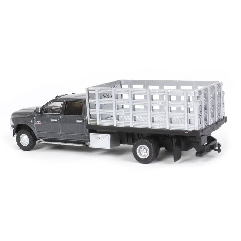 1/64 2018 Ram 3500 Dually Stake Truck, Granite Crystal Metallic Clear Coat