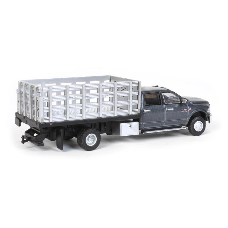 1/64 2018 Ram 3500 Dually Stake Truck, Granite Crystal Metallic Clear Coat