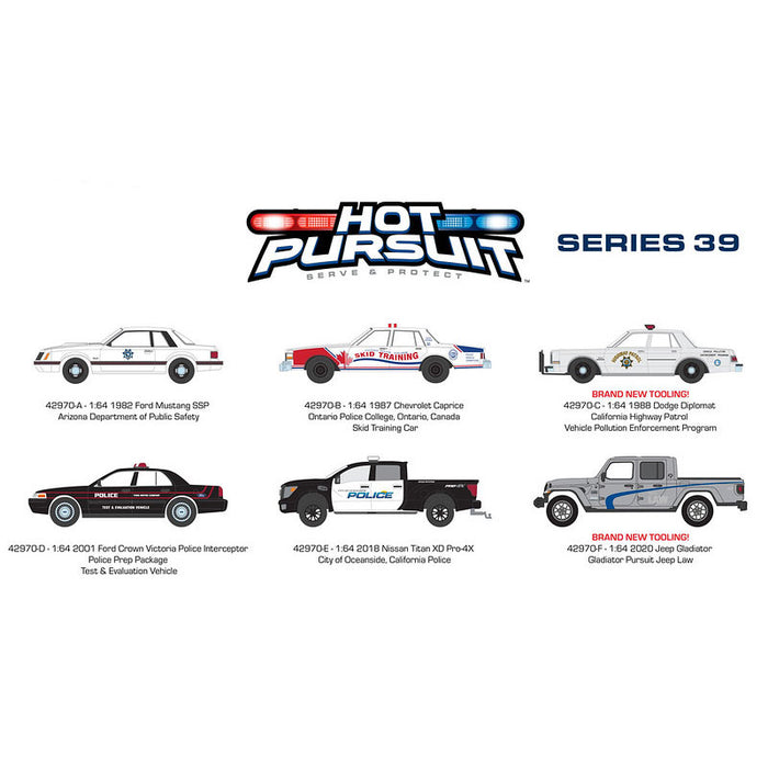 1/64 Hot Pursuit Series 39 6 Piece Vehicle SEALED Set, by Greenlight