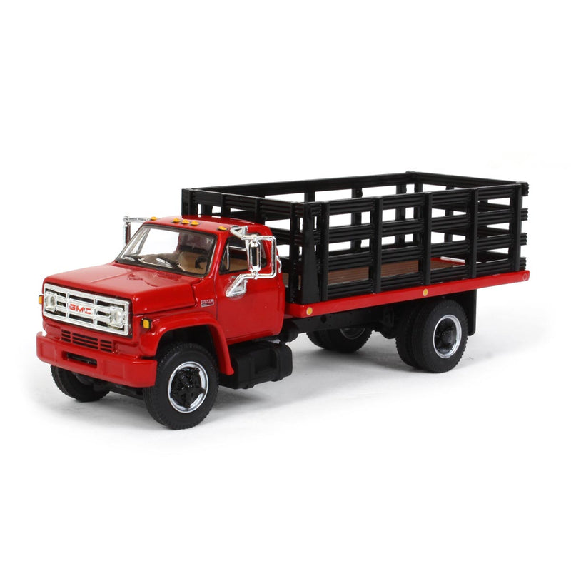 1/64 GMC 6500 Stake Bed, Red with Black Stakes, DCP by First Gear
