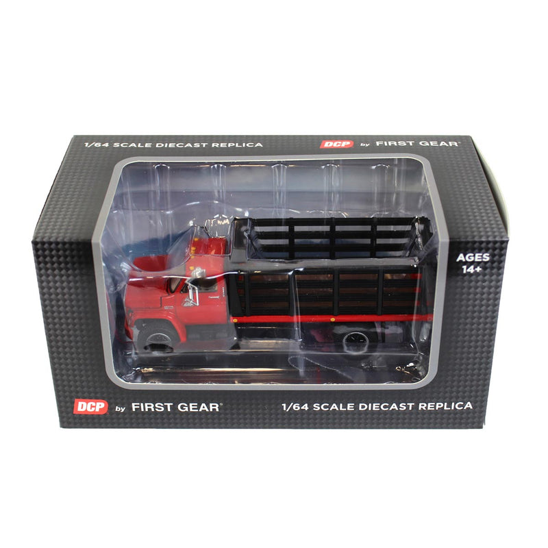1/64 GMC 6500 Stake Bed, Red with Black Stakes, DCP by First Gear