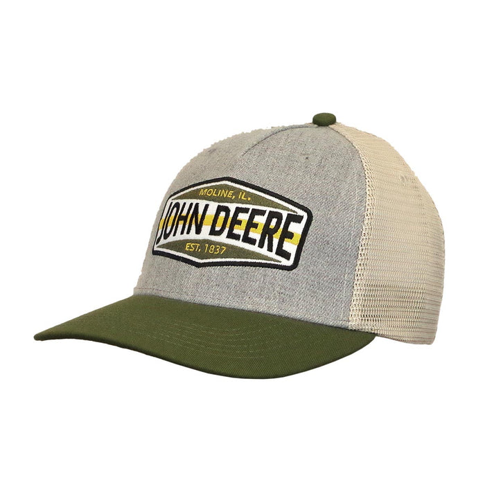 John Deere Gray & Green Cap with Ivory Twill Mesh Back