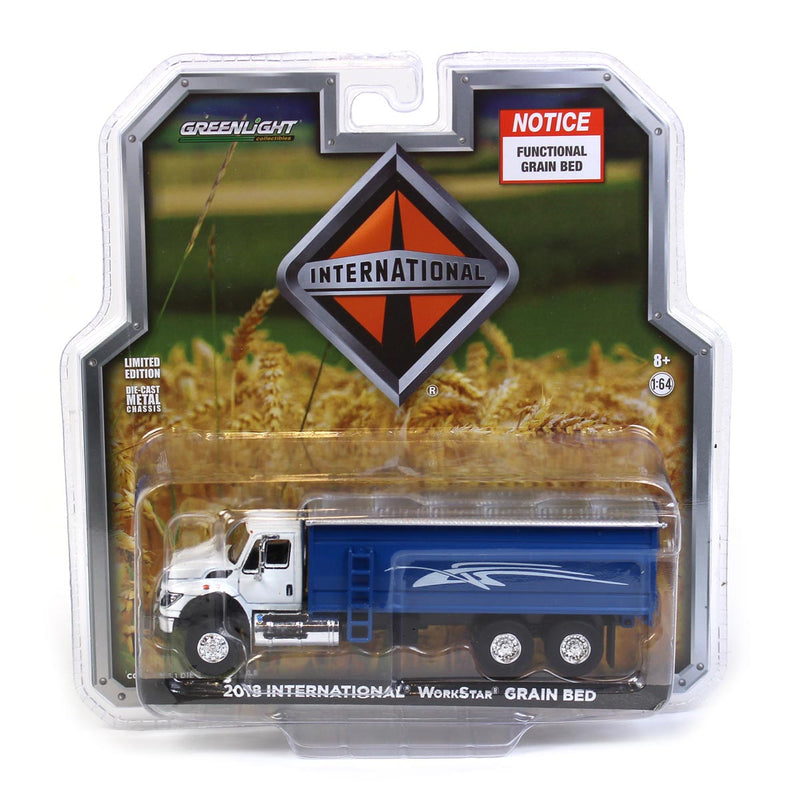 1/64 International Workstar Grain Truck with Blue Dumping Bed, Greenlight Exclusive Production