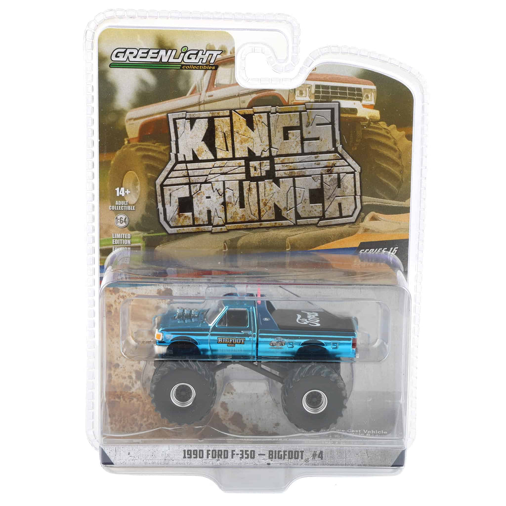 Blue Chrome Chase ~ 1/64 1990 Ford F-350, Bigfoot #4, Kings of
