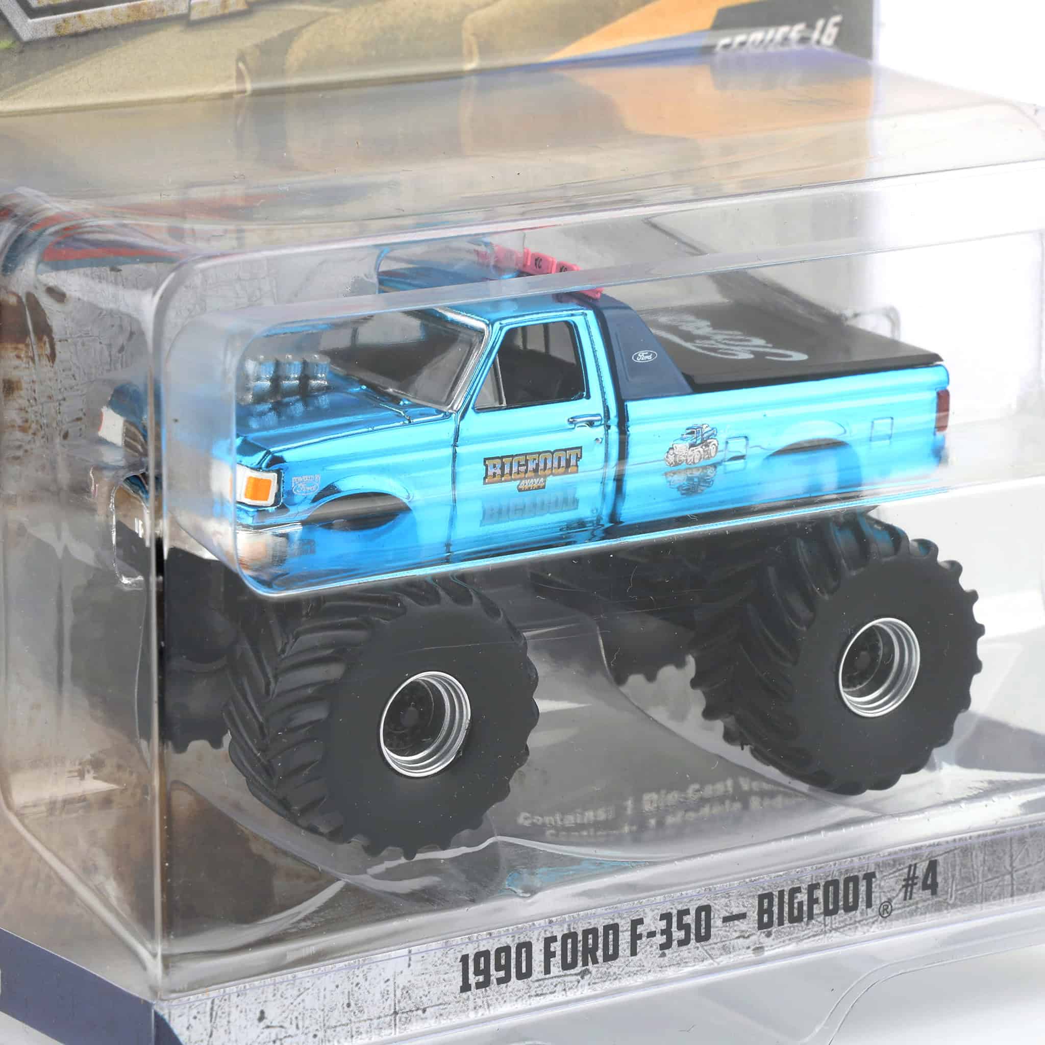 Blue Chrome Chase ~ 1/64 1990 Ford F-350, Bigfoot #4, Kings of