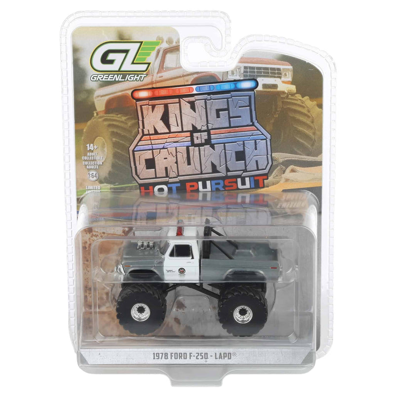 Raw Chase Unit ~ 1/64 1978 Ford F-250, Los Angeles Police Department, Kings of Crunch x Hot Pursuit Special Edition Series 17