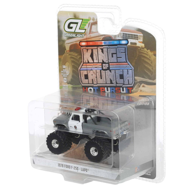 Raw Chase Unit ~ 1/64 1978 Ford F-250, Los Angeles Police Department, Kings of Crunch x Hot Pursuit Special Edition Series 17