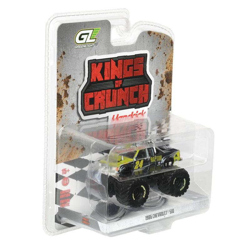 Black Chrome Chase Unit ~ 1/64 1986 Chevrolet S-10 Extended Cab Monster Truck, William Byron #24 Raptor, Kings of Crunch Hendrick Motorsports Edition