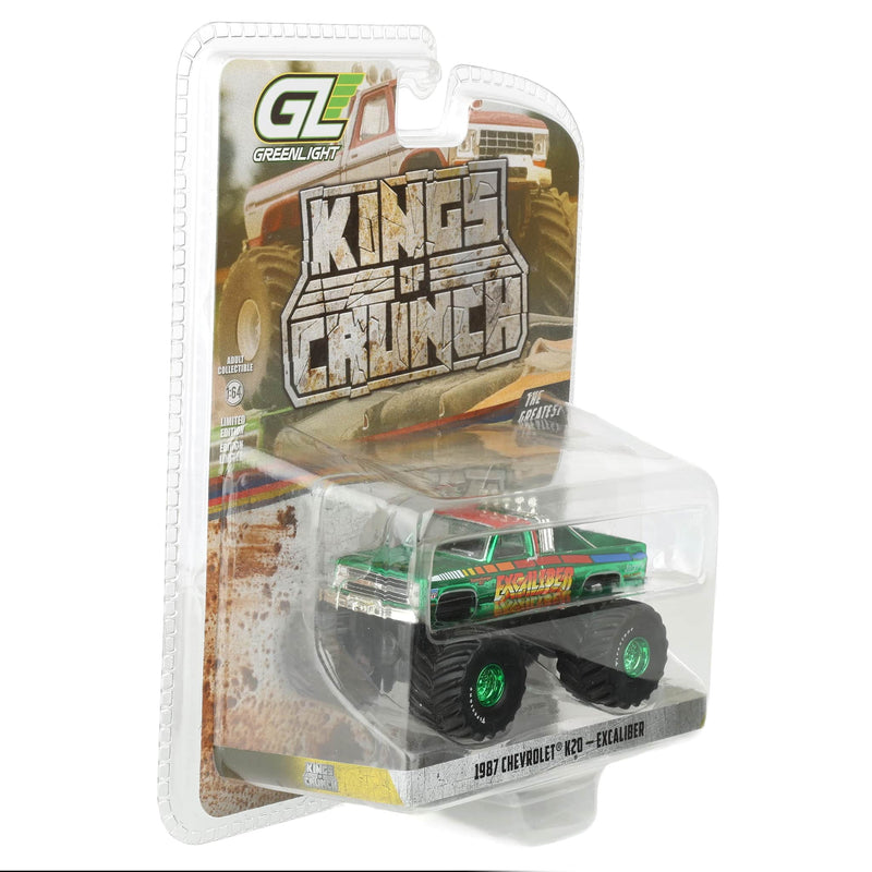 Green Chrome Chase Unit ~ 1/64 1987 Chevrolet K20, Excaliber, Kings of Crunch The Greatest Hits by GreenLight Collectibles