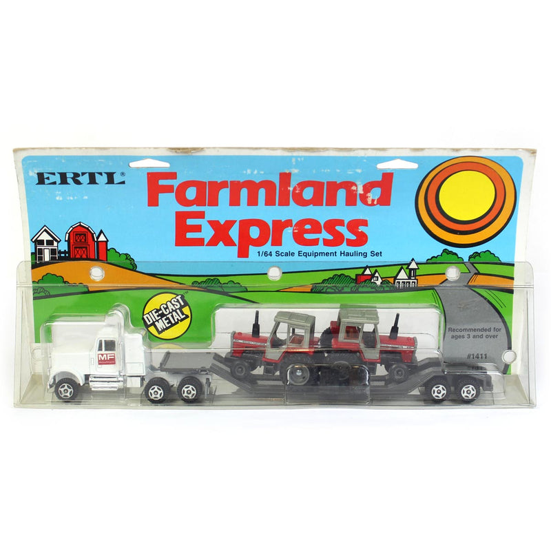 1/64 Massey Ferguson Semi w/ Trailer & 2 Massey Ferguson 699 Cabs, ERTL Farmland Express