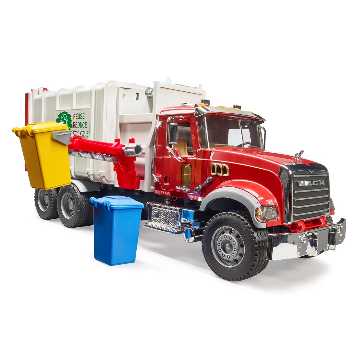 Bruder MACK Granite ゴミ収集車 ミニカー 1/16 MACK Granite Side Loading Garbage Truck by Bruder — Outback Toys