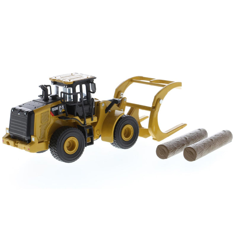 1/64 Caterpillar 950M Wheel Loader with Log Fork, Bucket & 2 Log Poles, Diecast Masters Play & Collect