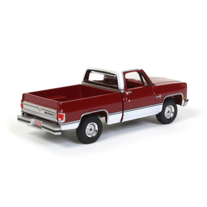 1/64 1981 Chevrolet Silverado 10 Carmine Red, White Roof & Sides, Auto World