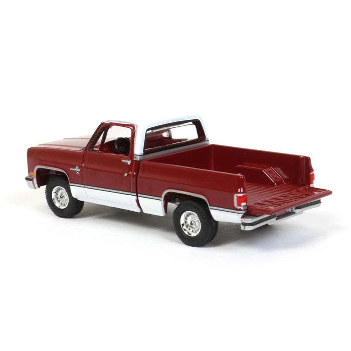 1/64 1981 Chevrolet Silverado 10 Carmine Red, White Roof & Sides, Auto World