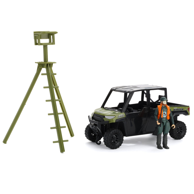 1/20 Polaris Ranger with ATV Trailer, Hunter, Tree Stand, and Deer by Big Country Toys