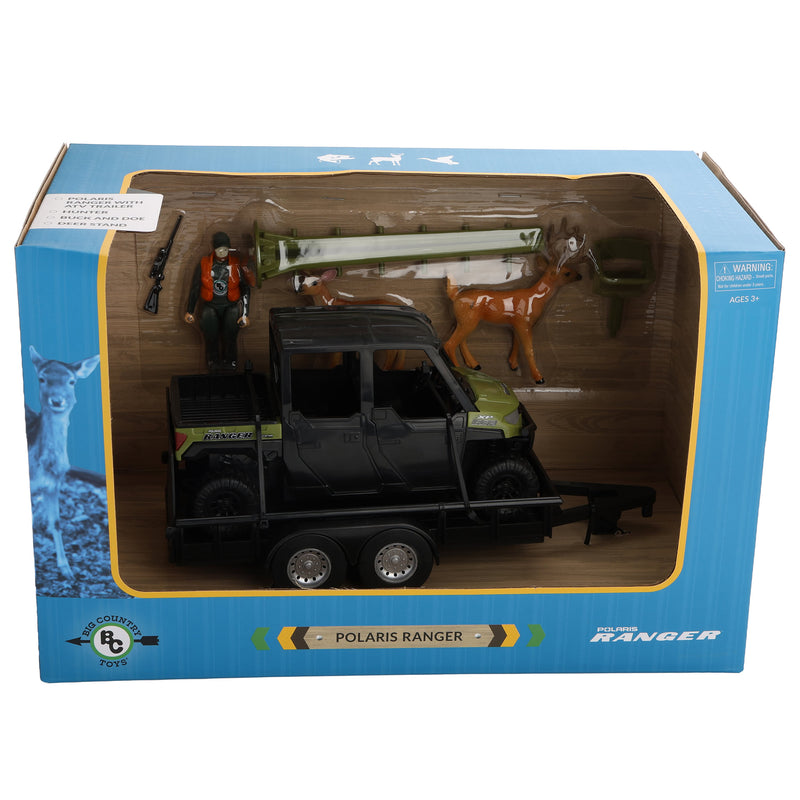 1/20 Polaris Ranger with ATV Trailer, Hunter, Tree Stand, and Deer by Big Country Toys