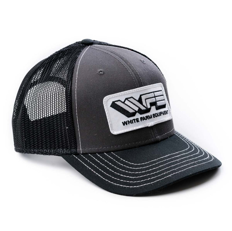 White Farm Equipment Logo Black & Gray Mesh Back Hat