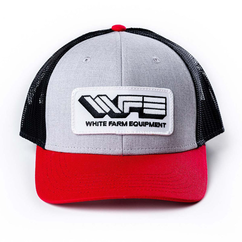 White Farm Equipment Logo Silver/Red/Black Mesh Back Hat