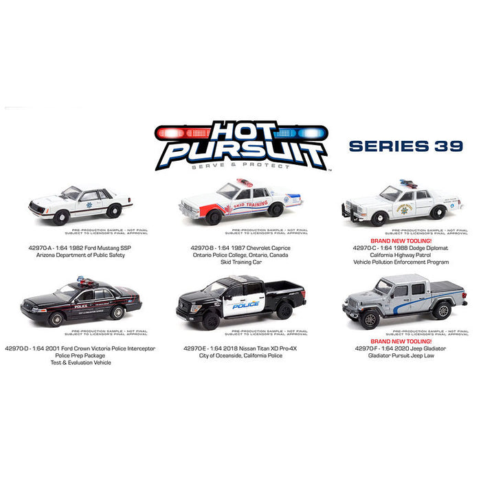 1/64 Hot Pursuit Series 39 6 Piece Vehicle SEALED Set, by Greenlight