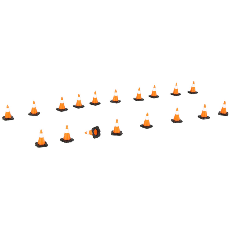 1/50 Pack of 18 Orange Traffic Cones with Black Bases, 3D Printed