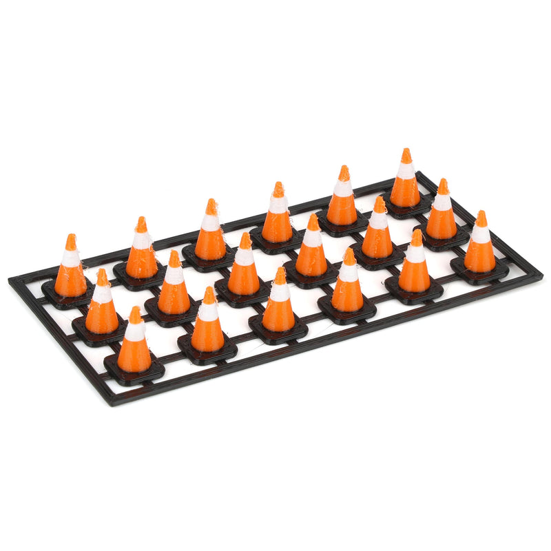 1/50 Pack of 18 Orange Traffic Cones with Black Bases, 3D Printed
