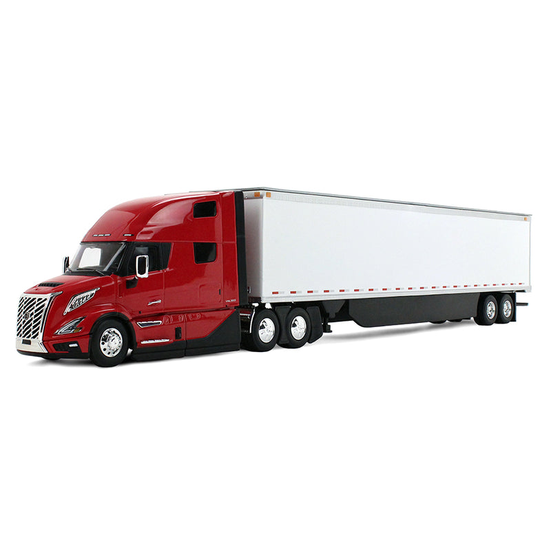 1/50 Volvo VNL 860 Semi Truck with High-Roof Sleeper & 53ft Box Trailer with Skirts by First Gear, Red & White