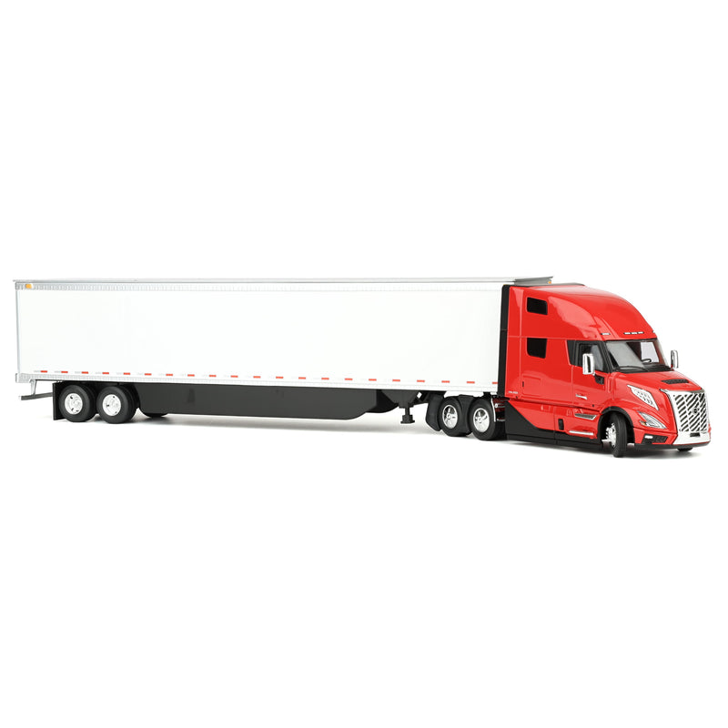 1/50 Volvo VNL 860 Semi Truck with High-Roof Sleeper & 53ft Box Trailer with Skirts by First Gear, Red & White