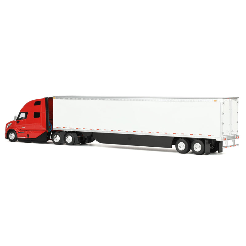 1/50 Volvo VNL 860 Semi Truck with High-Roof Sleeper & 53ft Box Trailer with Skirts by First Gear, Red & White