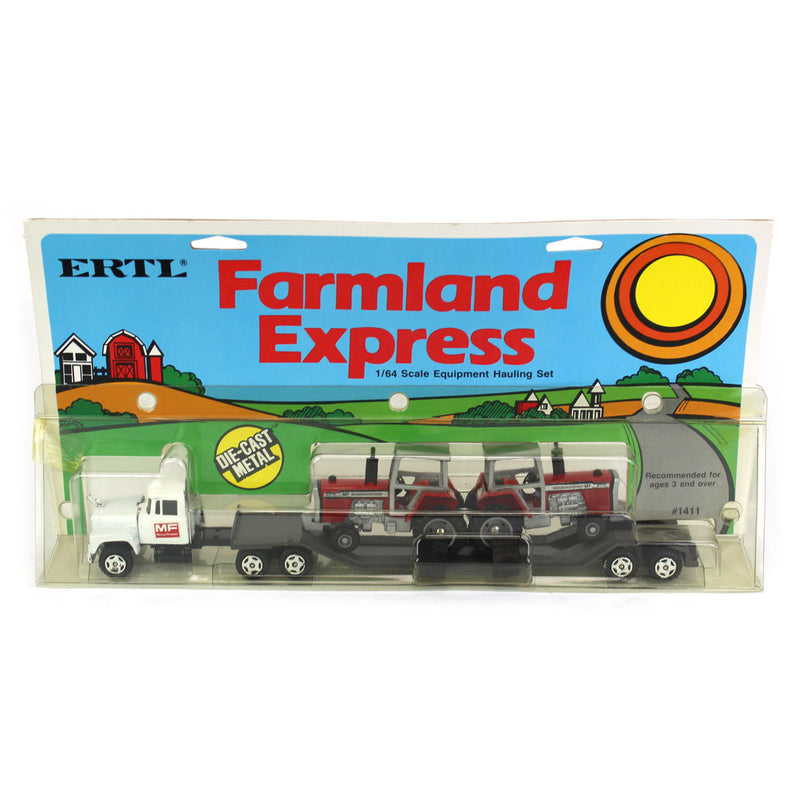 1/64 Mack Semi Truck with Lowboy Trailer & 2 Massey Ferguson 2775 Tractors by ERTL
