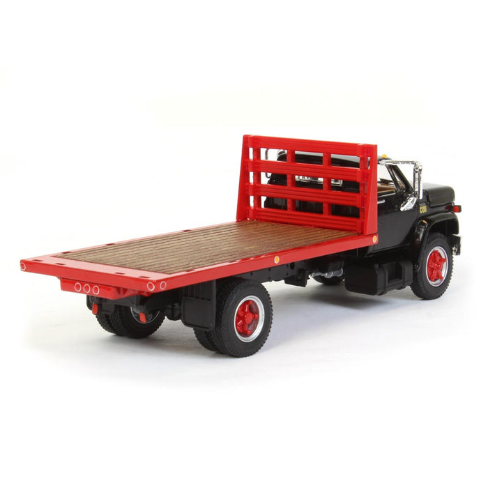 1/64 Black Chevy C65 Single Axle Truck with Red Flatbed, DCP by First Gear