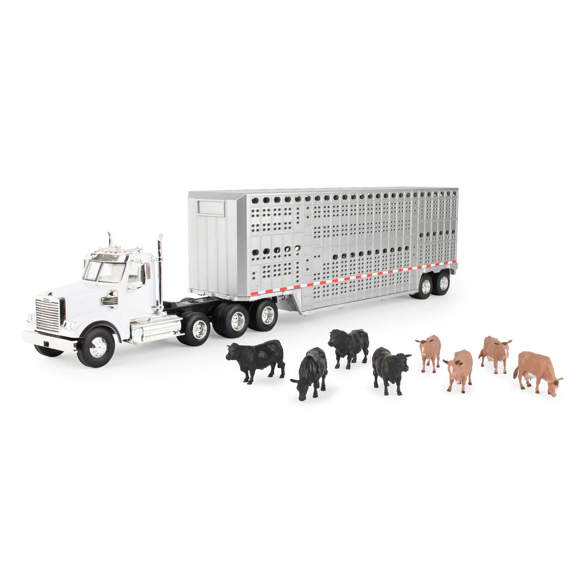 1/32 Freightliner 122SD Semi Truck with Livestock Trailer & Cattle